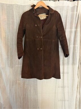 Source Unknown Brown Suede Double-Breasted Coat